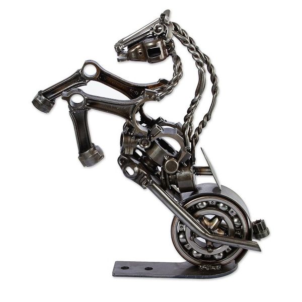 Alternate image for 20 Inch Rustic Motorbike Horse Upcycled Auto Parts Sculpture Rustic Horsepower