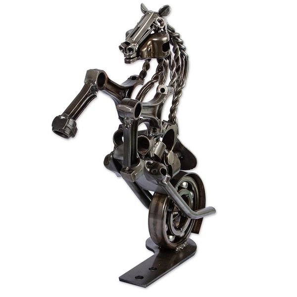 Alternate image for 20 Inch Rustic Motorbike Horse Upcycled Auto Parts Sculpture Rustic Horsepower