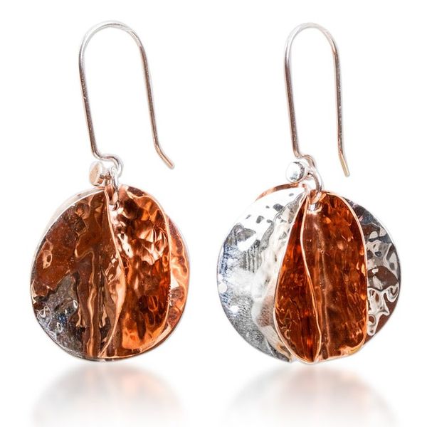 Alternate image for Modern Taxco Sterling Silver and Copper Dangle Earrings Light of the Afternoon