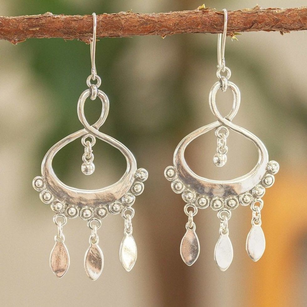 Chandelier Earrings Crafted from Sterling Silver 'Infinite Joy'