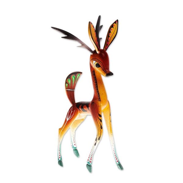 Alternate image for Wood Deer Alebrije From San Martin Tilcajete Oaxaca Running Grace