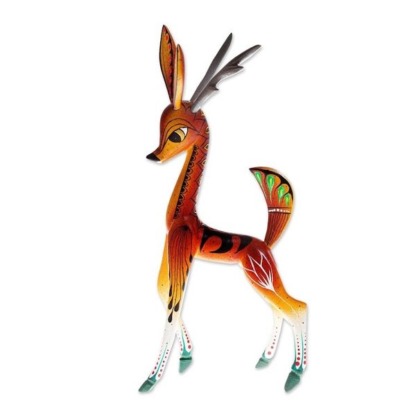 Alternate image for Wood Deer Alebrije From San Martin Tilcajete Oaxaca Running Grace