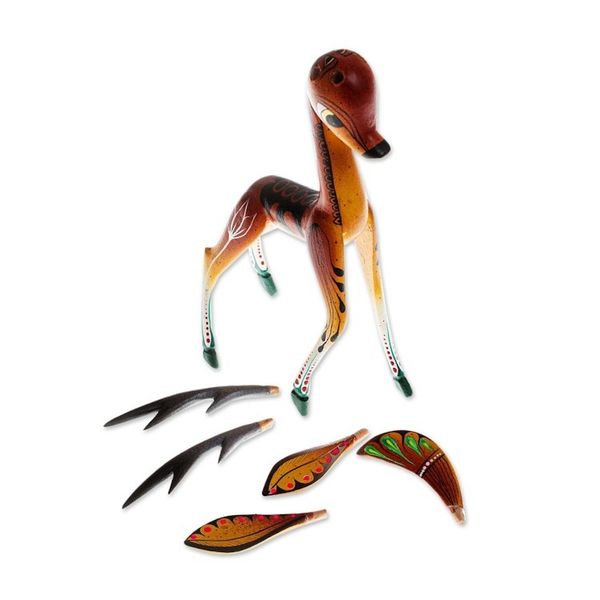 Alternate image for Wood Deer Alebrije From San Martin Tilcajete Oaxaca Running Grace