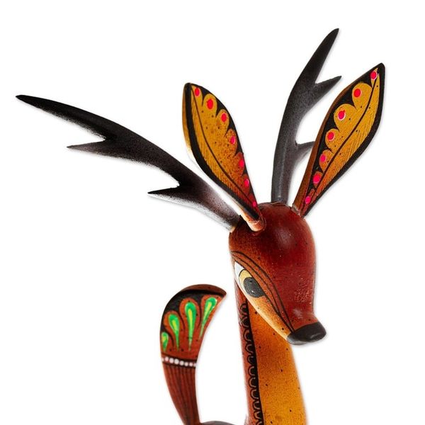 Alternate image for Wood Deer Alebrije From San Martin Tilcajete Oaxaca Running Grace