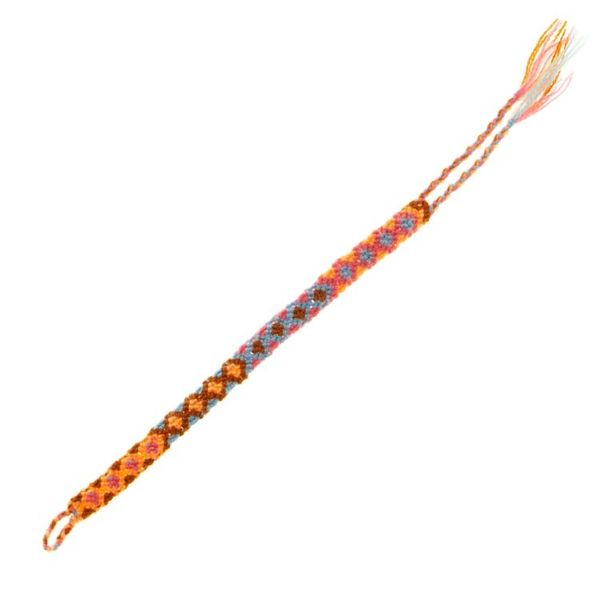 Alternate image for Handwoven Cotton Wristband Bracelet with Geometric Details Yellow Diamonds