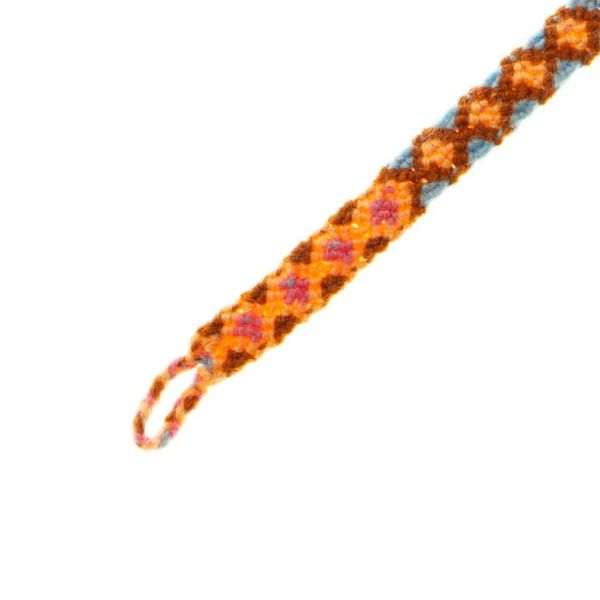 Alternate image for Handwoven Cotton Wristband Bracelet with Geometric Details Yellow Diamonds