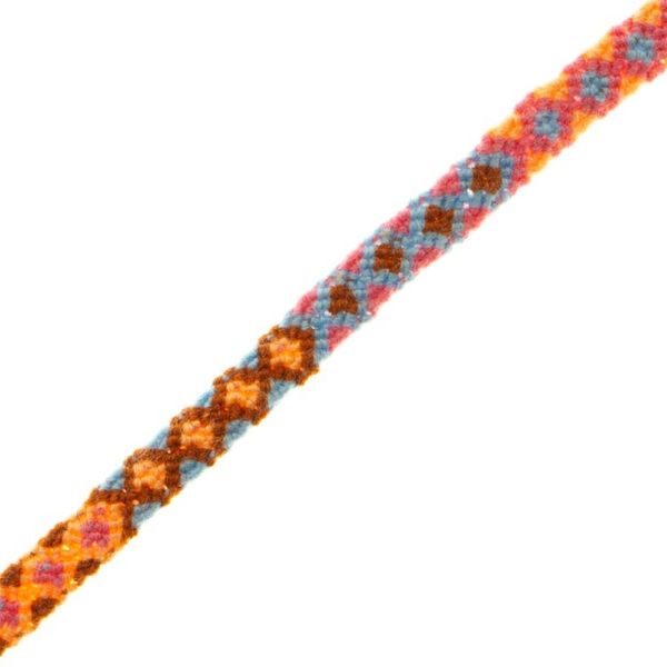 Alternate image for Handwoven Cotton Wristband Bracelet with Geometric Details Yellow Diamonds