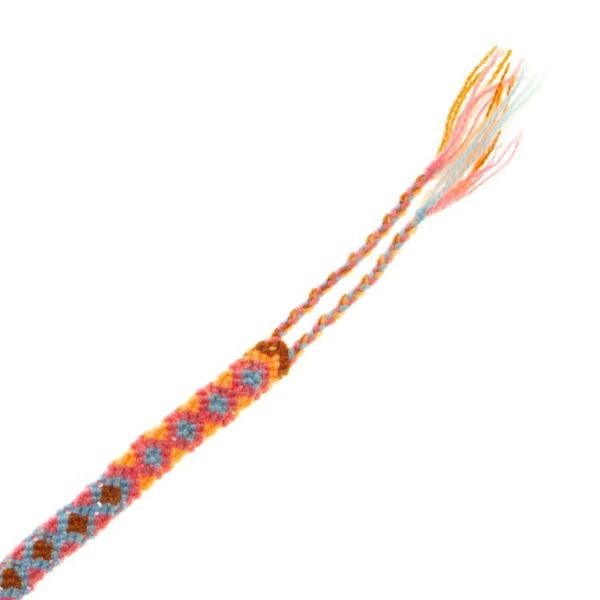 Alternate image for Handwoven Cotton Wristband Bracelet with Geometric Details Yellow Diamonds