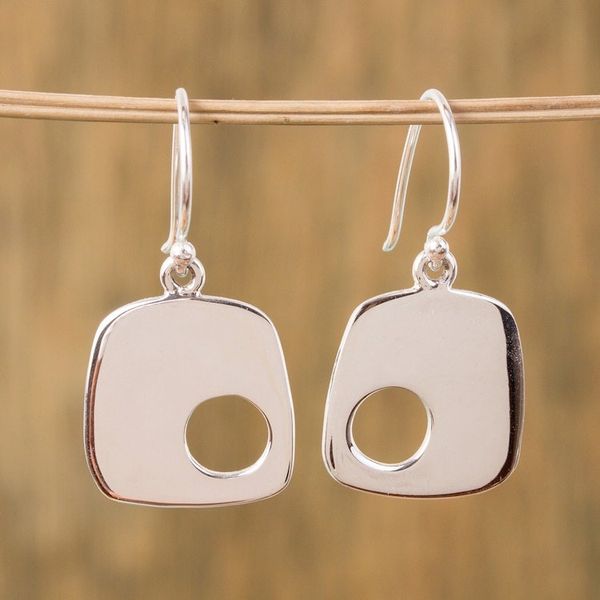 Alternate image for Modern 950 Silver Dangle Earrings from Mexico Abstract Idea
