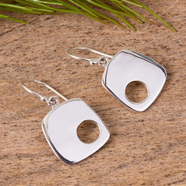 Alternate image for Modern 950 Silver Dangle Earrings from Mexico Abstract Idea
