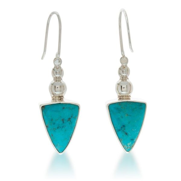 Alternate image for Taxco Silver Pendulum Drop Earrings with Natural Turquoise Dazzling Pendulum
