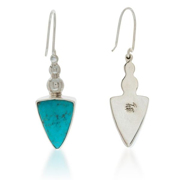 Alternate image for Taxco Silver Pendulum Drop Earrings with Natural Turquoise Dazzling Pendulum