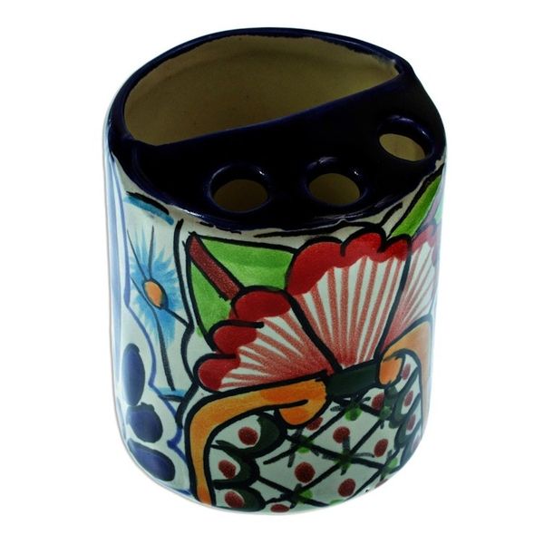 Alternate image for Artisan Crafted Talavera-Style Toothbrush Holder Talavera Bouquet