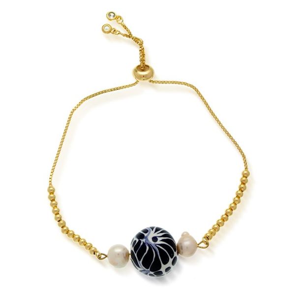 Alternate image for Gold-Plated Pearl and Talavera Ceramic Pendant Bracelet Oceanic Class