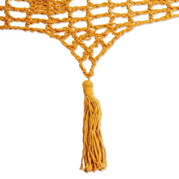 Alternate image for Amber Brown Tasseled Cotton Hammock Double from Mexico Veranda in Honey