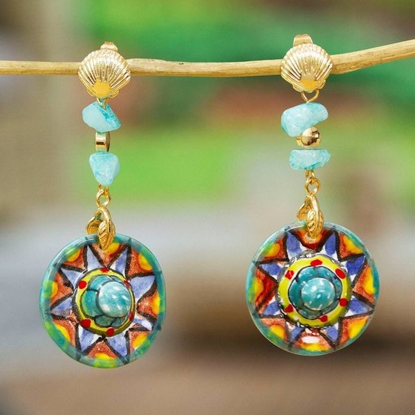 Alternate image for Traditional Hat-Themed Ceramic and Crystal Dangle Earrings Joyous Hats