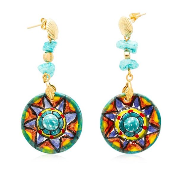Alternate image for Traditional Hat-Themed Ceramic and Crystal Dangle Earrings Joyous Hats