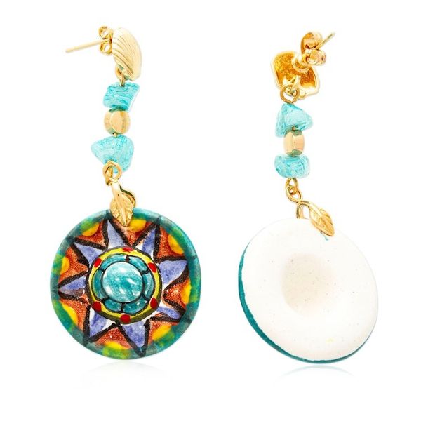 Alternate image for Traditional Hat-Themed Ceramic and Crystal Dangle Earrings Joyous Hats