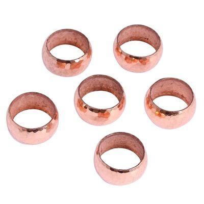 Alternate image for Handcrafted Hammered Copper Napkin Rings Set of 6 Bright Sheen