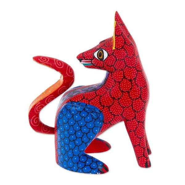 Alternate image for Hand-Carved and Hand-Painted Wood Fox Alebrije Figurine Colorful Fox