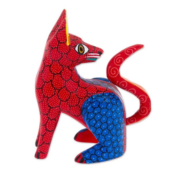 Alternate image for Hand-Carved and Hand-Painted Wood Fox Alebrije Figurine Colorful Fox