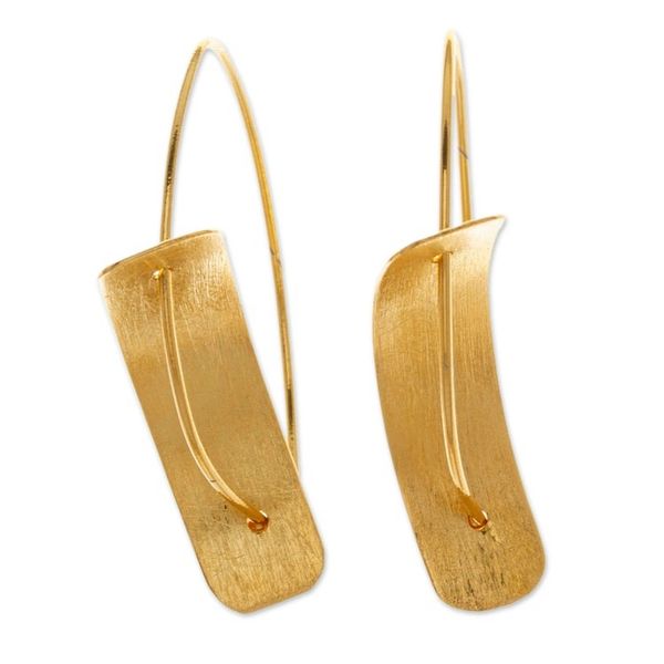 Alternate image for Polished Modern Abstract 24k Gold-Plated Half-Hoop Earrings Implications