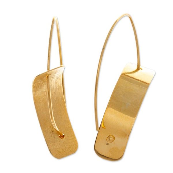 Alternate image for Polished Modern Abstract 24k Gold-Plated Half-Hoop Earrings Implications