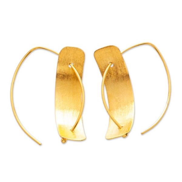 Alternate image for Polished Modern Abstract 24k Gold-Plated Half-Hoop Earrings Implications
