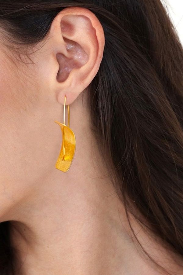 Alternate image for Polished Modern Abstract 24k Gold-Plated Half-Hoop Earrings Implications