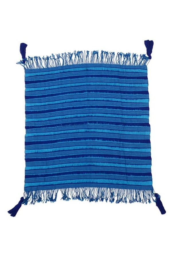 Alternate image for Striped Cotton Scarf in Cerulean and Royal Blue from Mexico Between Ocean Waves