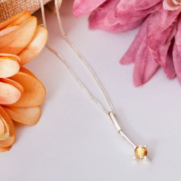 Alternate image for Citrine and Sterling Silver Pendant Necklace Made in Mexico Joyous Future