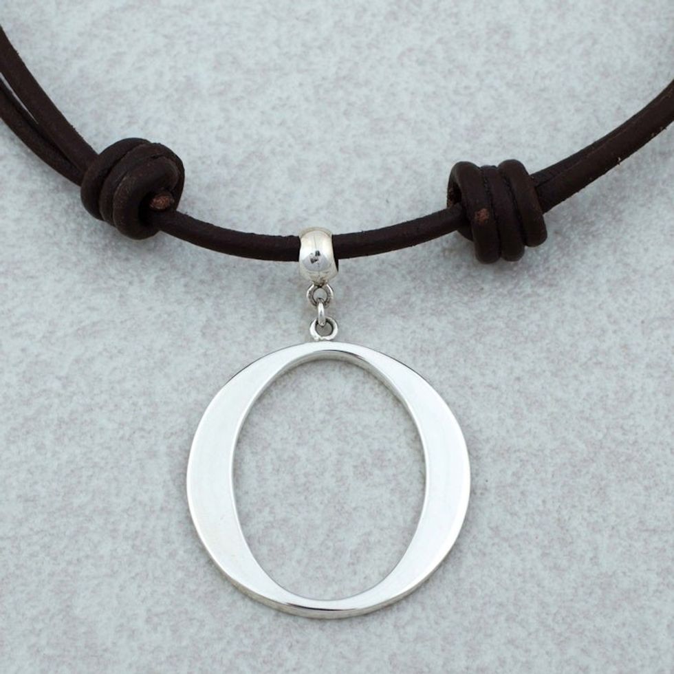 Taxco Sterling Silver Circle Pendant Necklace from Mexico 'Droplets of Life'