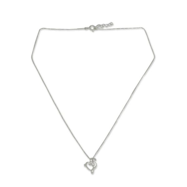 Alternate image for Artisan Crafted Brushed Silver Music Theme Necklace Music of Love