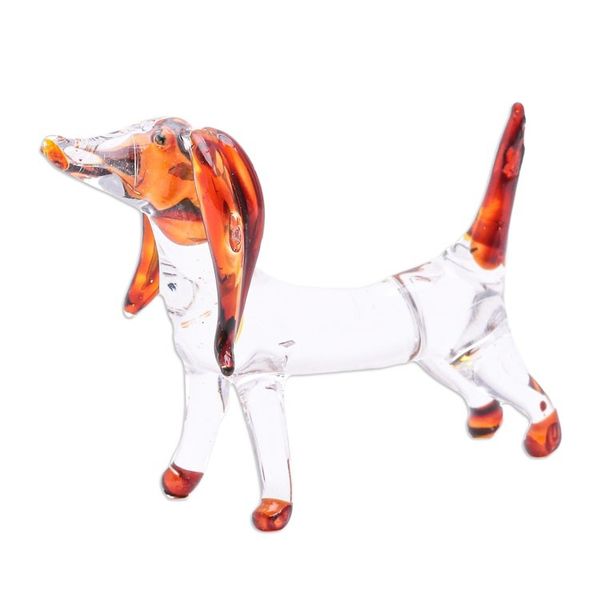 Alternate image for Handblown Brown Glass Dachshund Dog Figurine Courage Dachshund