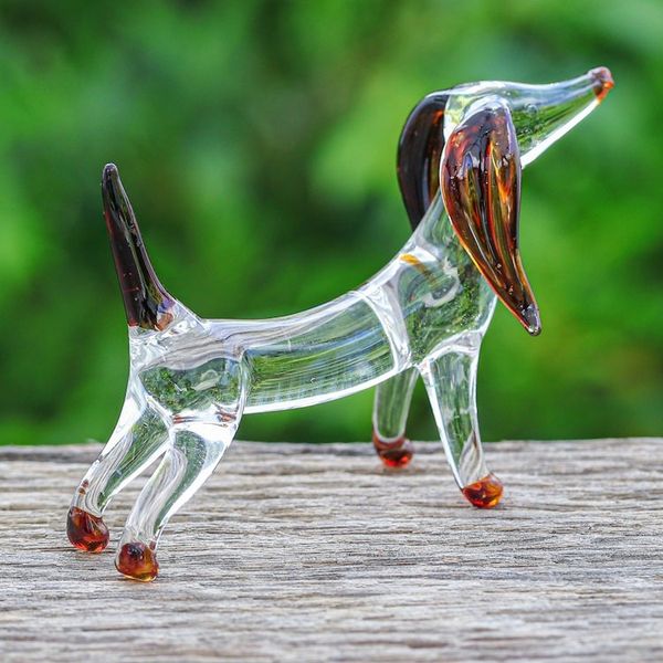 Alternate image for Handblown Brown Glass Dachshund Dog Figurine Courage Dachshund