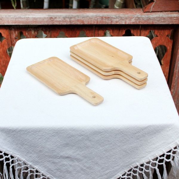 Alternate image for 4 Artisan Crafted Wood Serving Boards Handcarved in Thailand Natures Treats