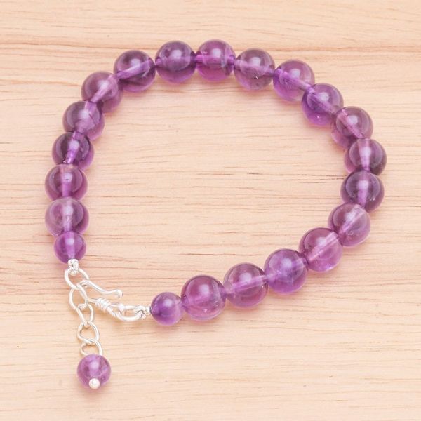 Alternate image for Amethyst and Karen Silver Beaded Bracelet Sweet Night in Purple