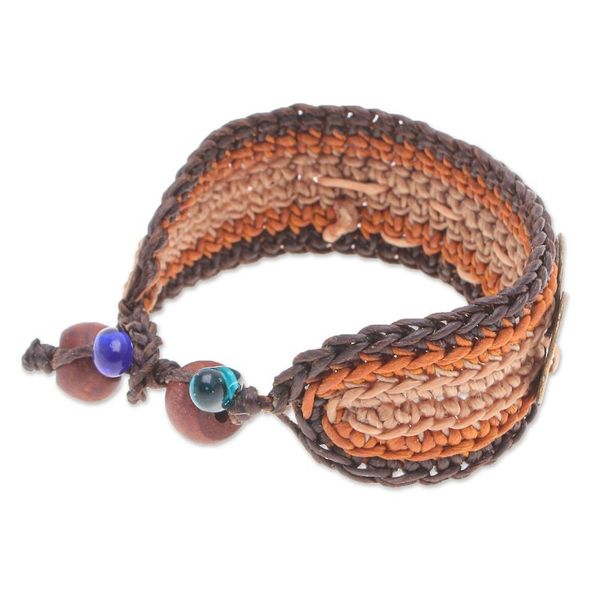 Alternate image for Warm-Toned Beaded Wristband Bracelet with Brass Coins Earth Coins