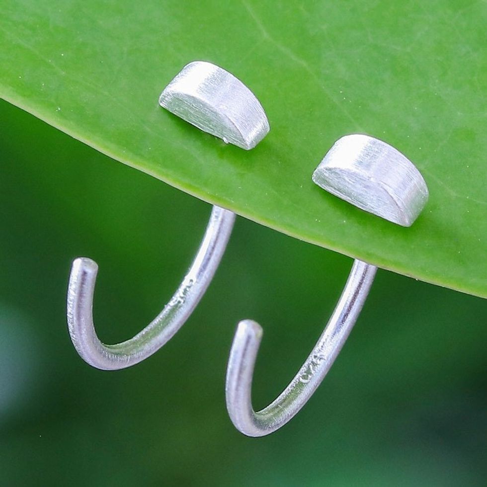 Minimalist Semicircle Sterling Silver Ear Cuff Earrings 'Sole Semicircle'