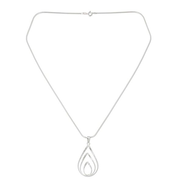 Alternate image for Polished Sterling 925 Fair Trade Pendant Necklace Lotus Flame
