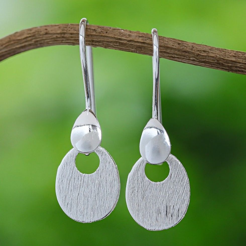 Sterling Silver Modern Dangle Earrings Crafted in Thailand 'Nouvelle Glamour'