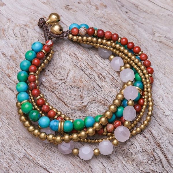 Alternate image for Multi-Gem Beaded Torsade Bracelet Crafted in Thailand Thai Mood
