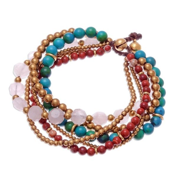 Alternate image for Multi-Gem Beaded Torsade Bracelet Crafted in Thailand Thai Mood
