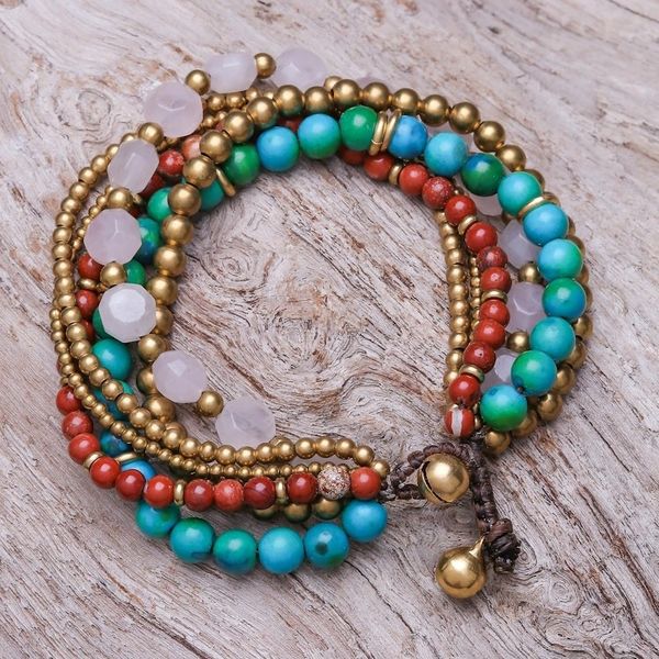Alternate image for Multi-Gem Beaded Torsade Bracelet Crafted in Thailand Thai Mood