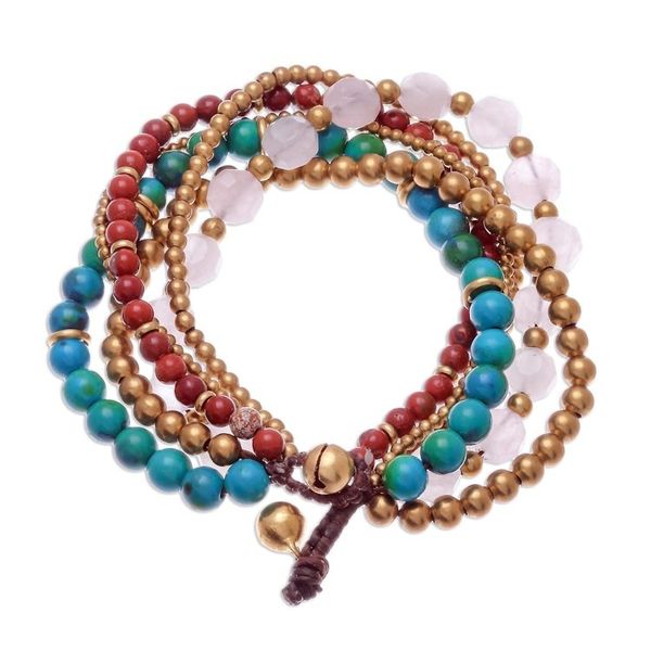 Alternate image for Multi-Gem Beaded Torsade Bracelet Crafted in Thailand Thai Mood