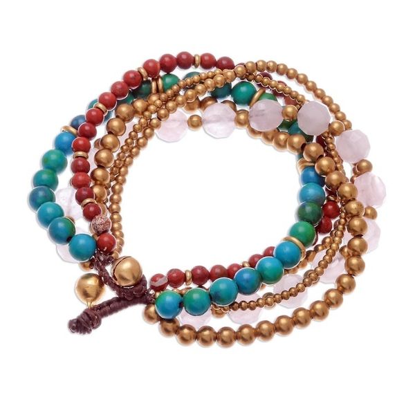 Alternate image for Multi-Gem Beaded Torsade Bracelet Crafted in Thailand Thai Mood