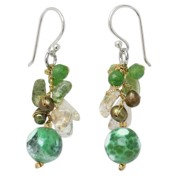 Alternate image for Handcrafted Thai Dangle Earrings Verdant Love
