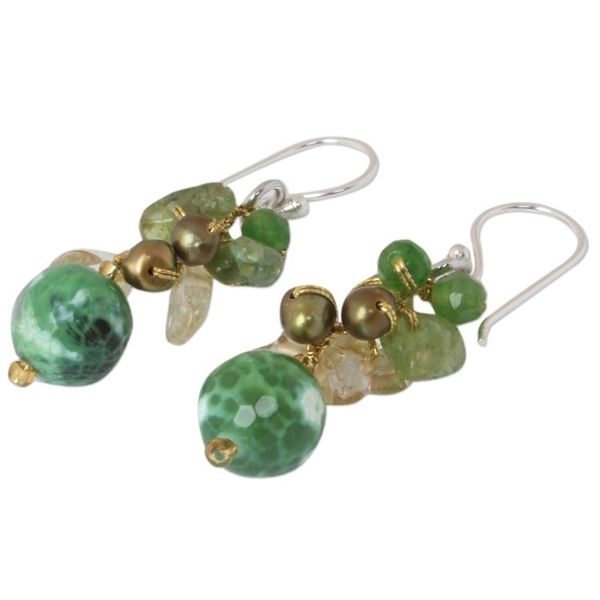 Alternate image for Handcrafted Thai Dangle Earrings Verdant Love