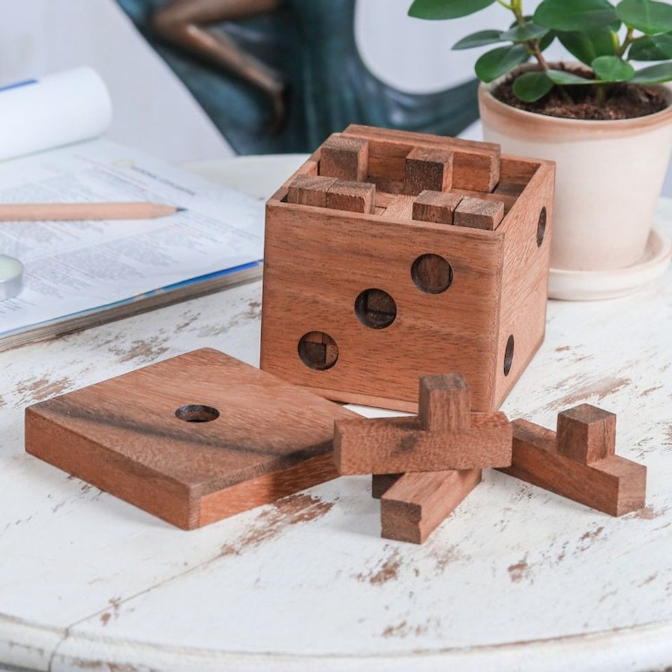 Raintree Wood Cube Puzzle from Thailand 'Cube Challenge'