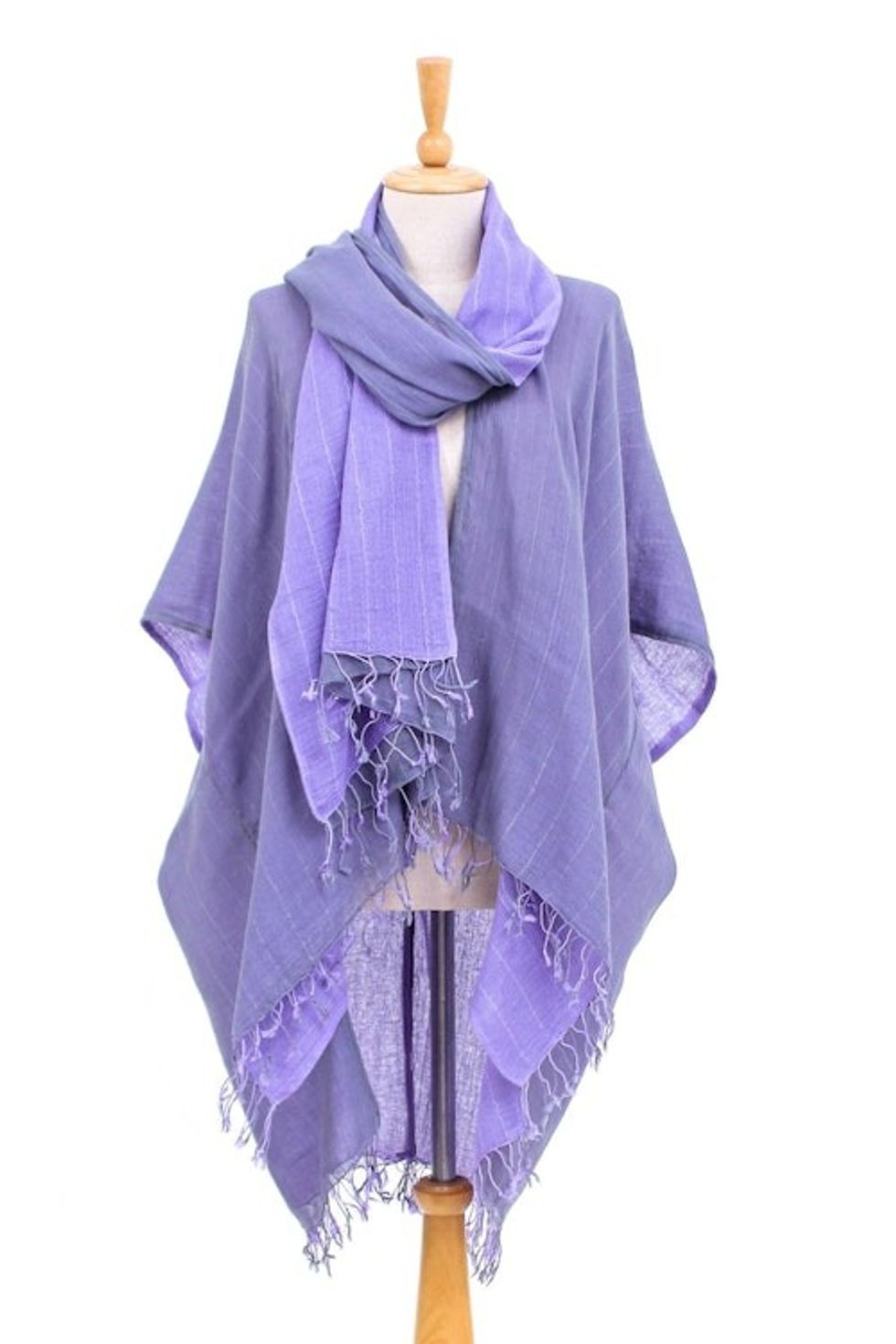 Cotton Kimono and Scarf Set from Thailand 'Mild Violet'